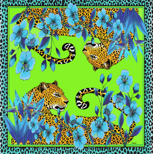 Blue Leopard Bloom Napkins (Set of 2)