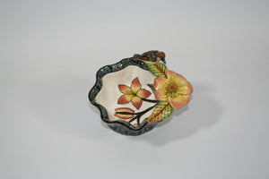 Small Decorative Bowl with Bird & Wavy Edge