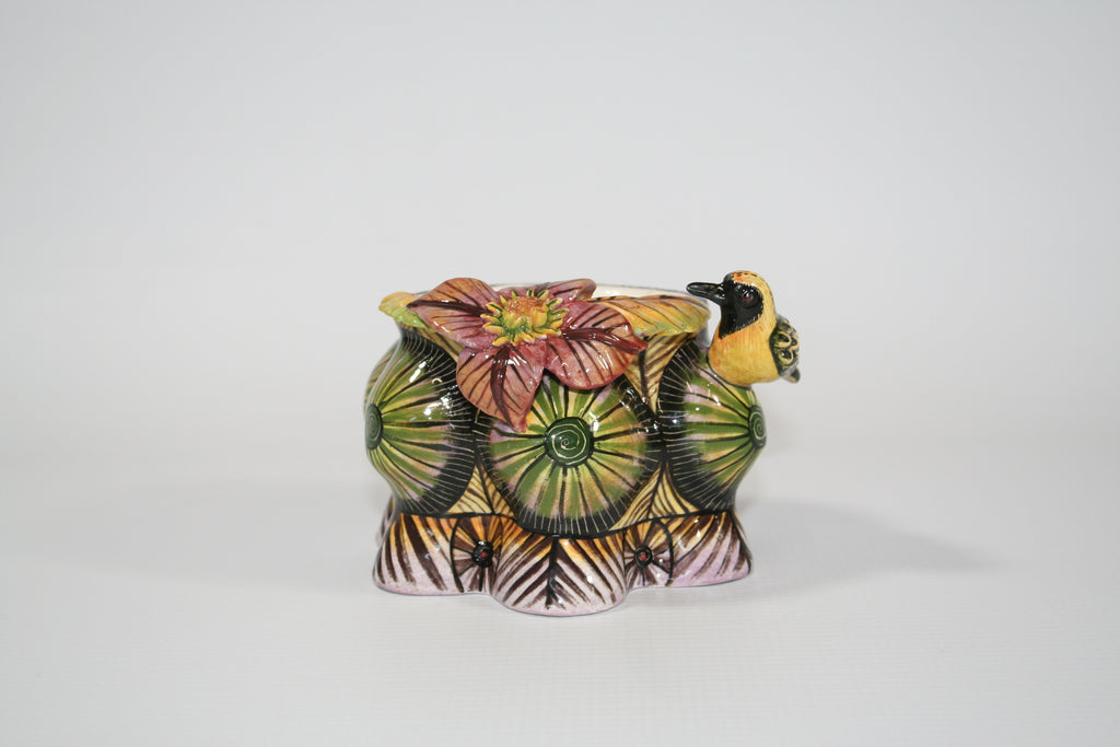Small Decorative Bowl with Bird & Hill Sides