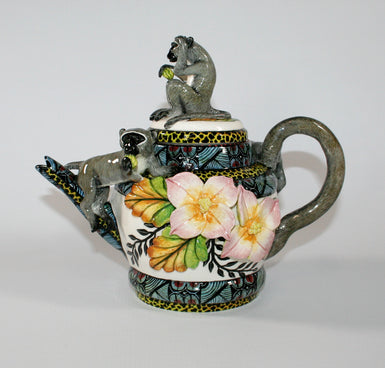 Teapot with monkey trio