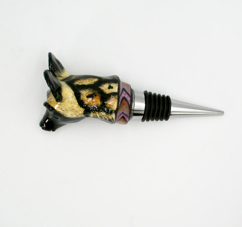 Wild dog with lilac arrow pattern wine bottle stopper