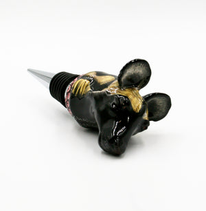 Wild dog with pink snake eye pattern wine bottle stopper