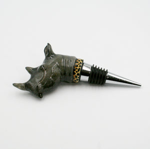 Rhino with cheetah print wine bottle stopper