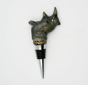 Rhino with cheetah print wine bottle stopper