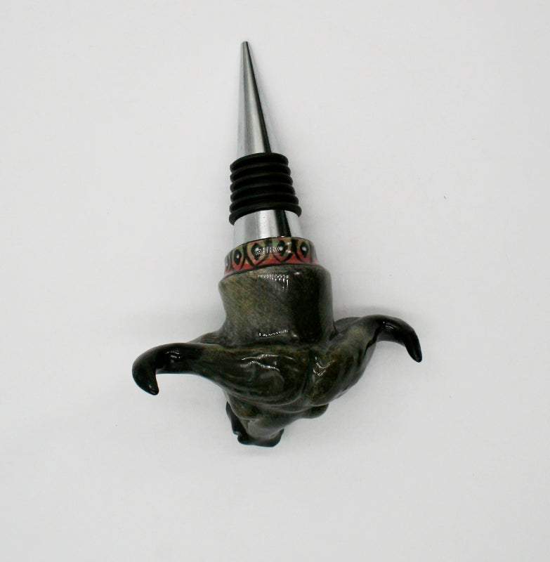 Buffalo with red highlight geometric pattern wine bottle stopper