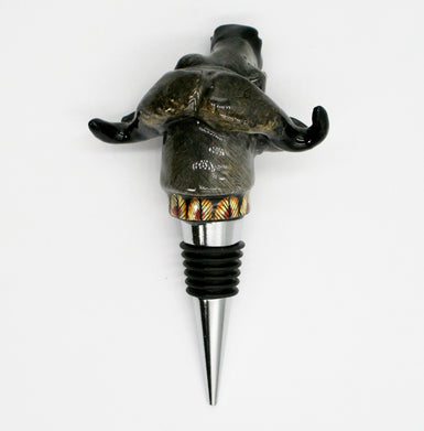 Buffalo with yellow striped half circles wine bottle stopper
