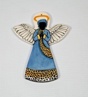 Angel tree hanger blue with leopard trim