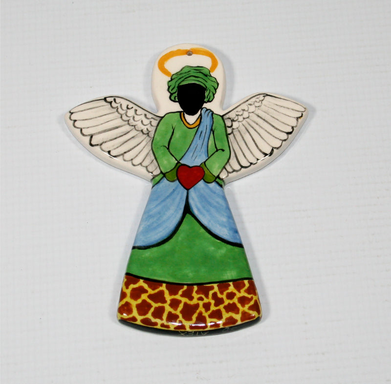 Angel tree hanger blue with giraffe trim