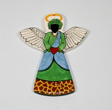 Angel tree hanger blue with giraffe trim