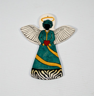 Angel tree hanger blue with zebra trim