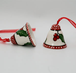 Bell hanger pair red dotted trim