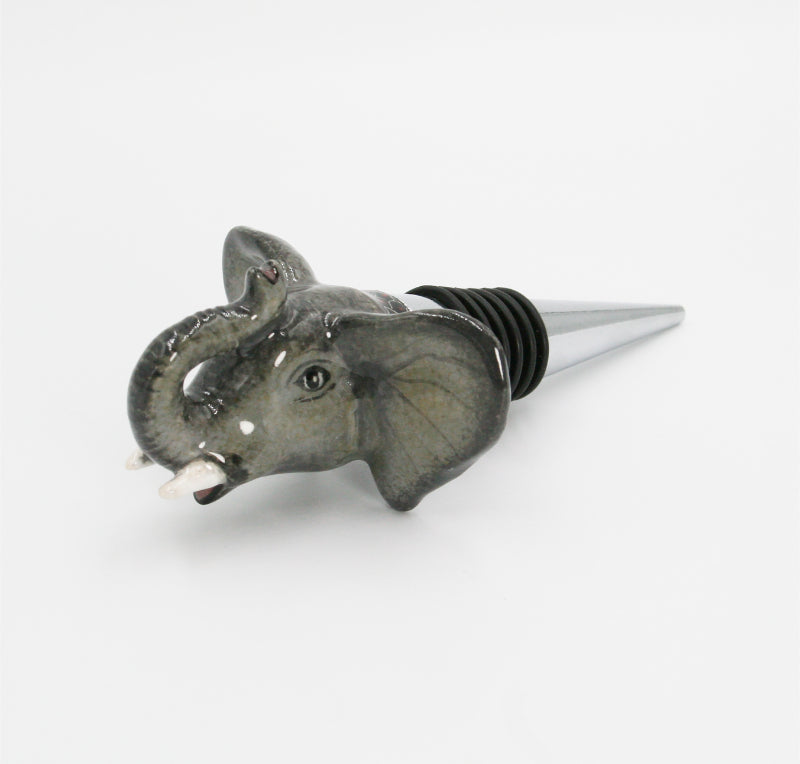 Elephant with black & red tortoise shell pattern wine bottle stopper small
