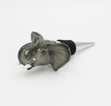 Elephant with black & red tortoise shell pattern wine bottle stopper small