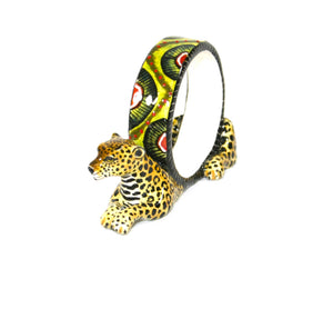 Leopard Napkin Ring Green & Red Semicircle Pattern