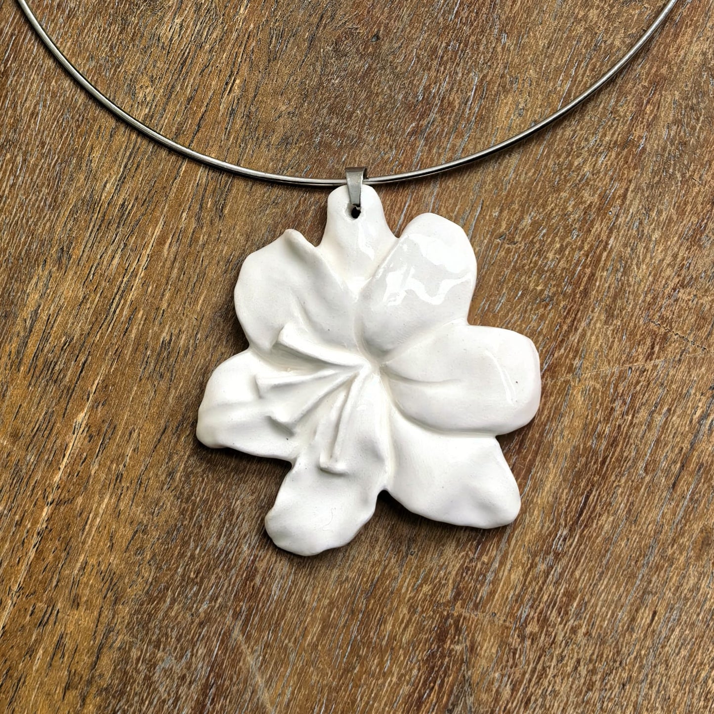 white lily flower pendent