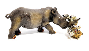 Rhino and leopard