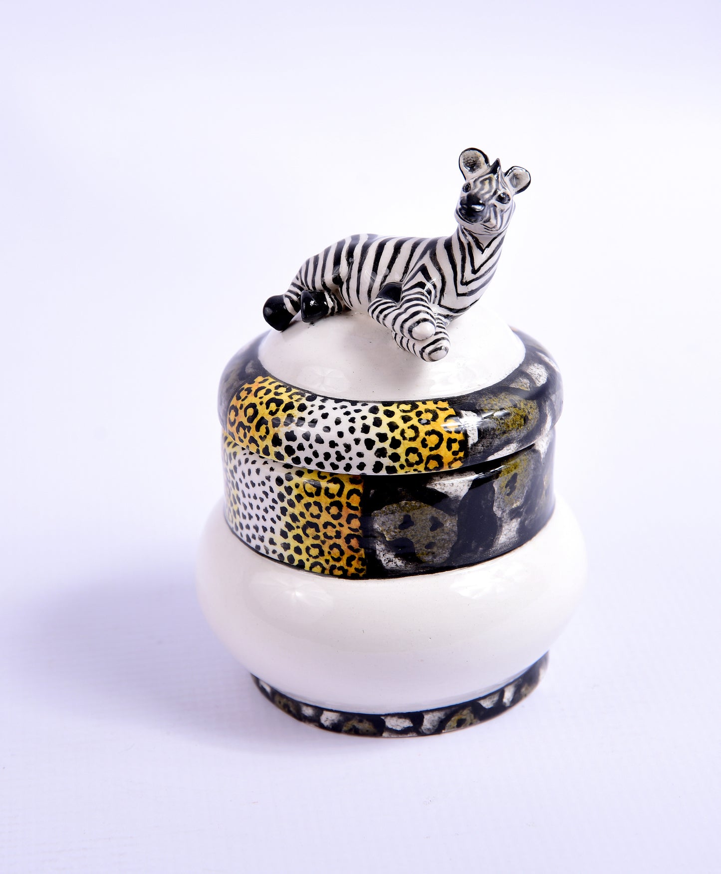 Zebra on domed lid jewellery box