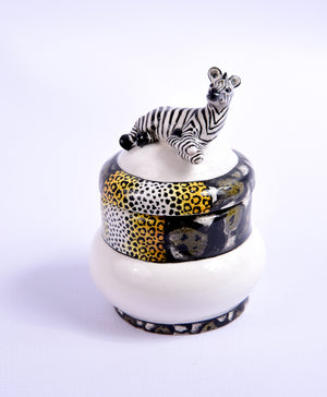 Zebra on domed lid jewellery box