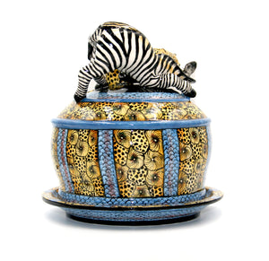 Leopard and zebra butter dish