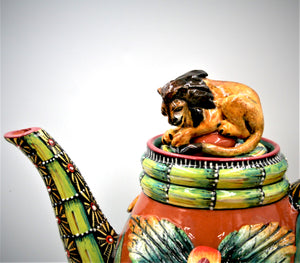 Lion and flower teapot