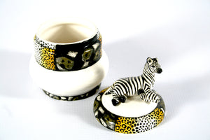 Zebra on domed lid jewellery box