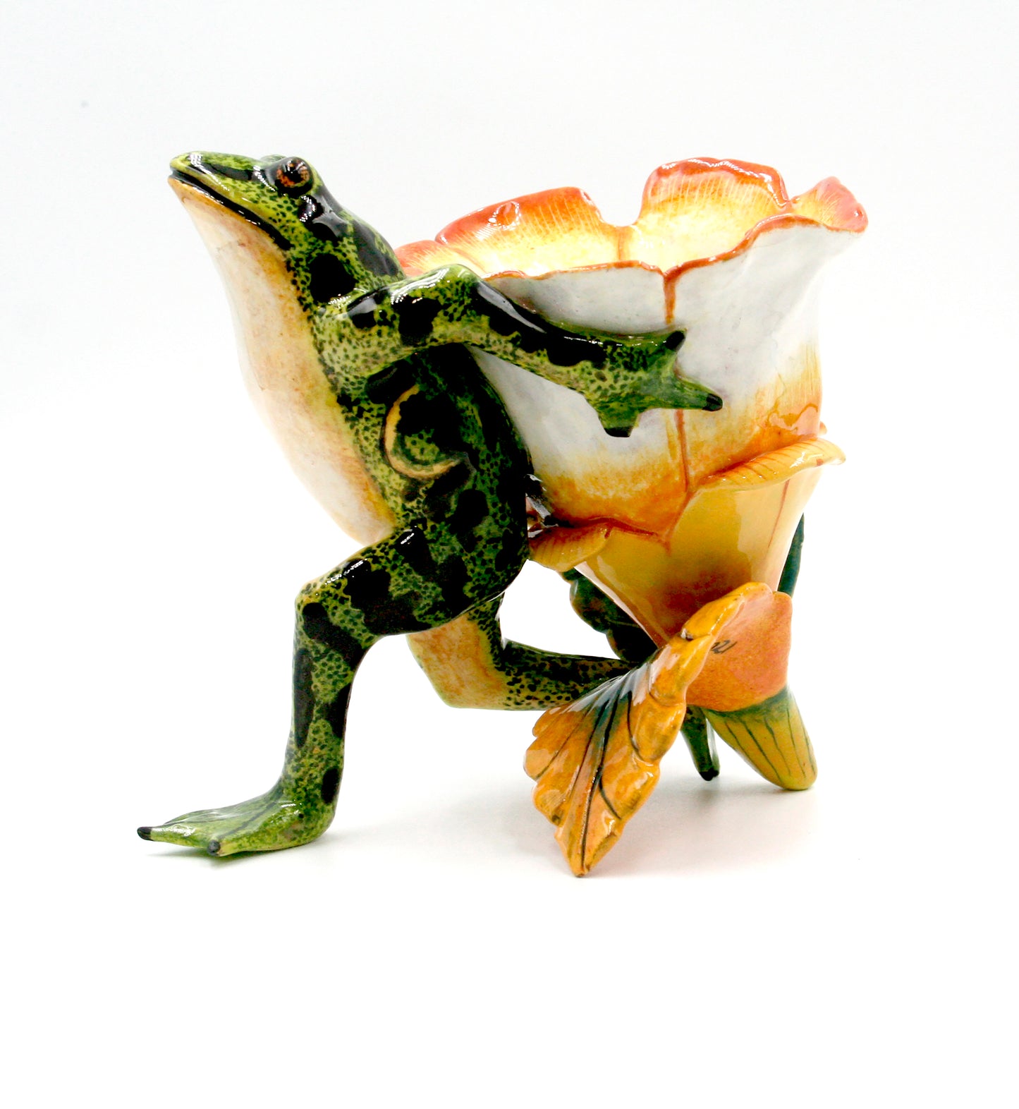 Green leaping leopard frog toothpick holder