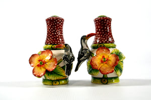 Hornbill and flowers salt and pepper set