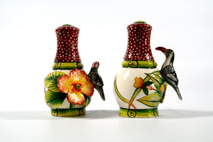 Hornbill and flowers salt and pepper set