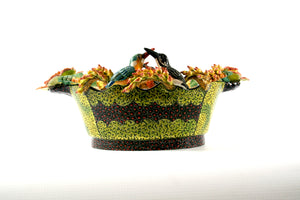 Decorative Bird and Flower Serving Bowl