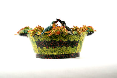 Decorative Bird and Flower Serving Bowl