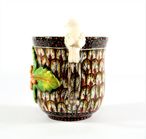 Peacock pattern & white bird mug