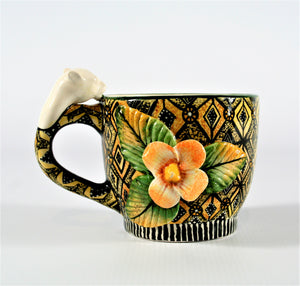 Black & yellow diamond pattern mug