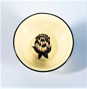 Protea flower bowl with circle pattern rim