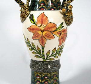 Leopard & Peacock large vase
