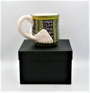 Green & yellow Peacock pattern mug
