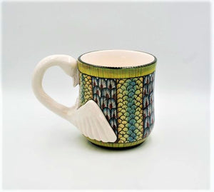 Green & yellow Peacock pattern mug