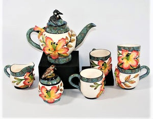 Black Bird with Blue Pattern Tea/Coffee Set