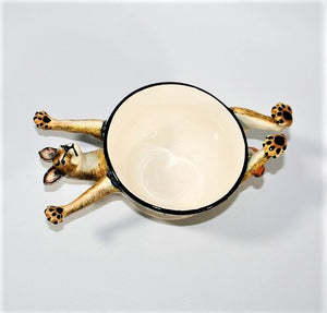 Upside down Caracal cat bowl