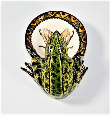 Green & lime frog with fly ring bowl