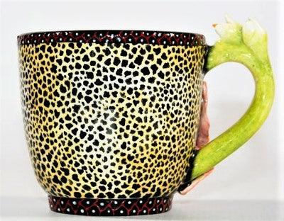 Tea pot  with pink flower and white bird & cup