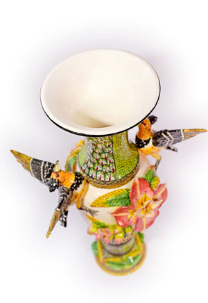 Large Barbet and flower vase