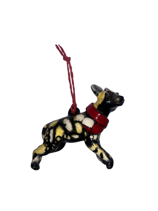 Wild dog with scarf tree hanger medium