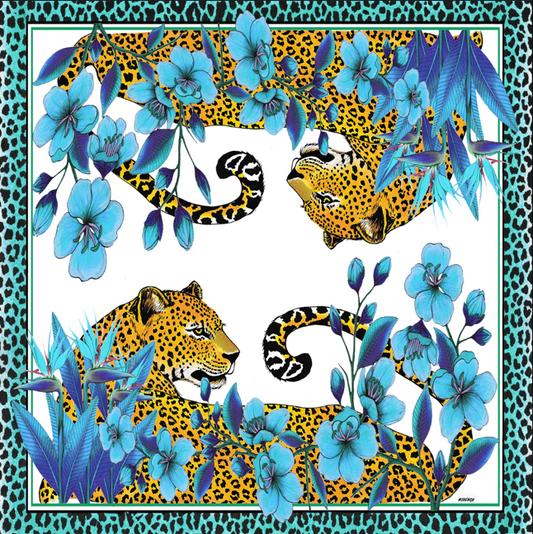 Blue Leopard Bloom Napkins (Set of 2)