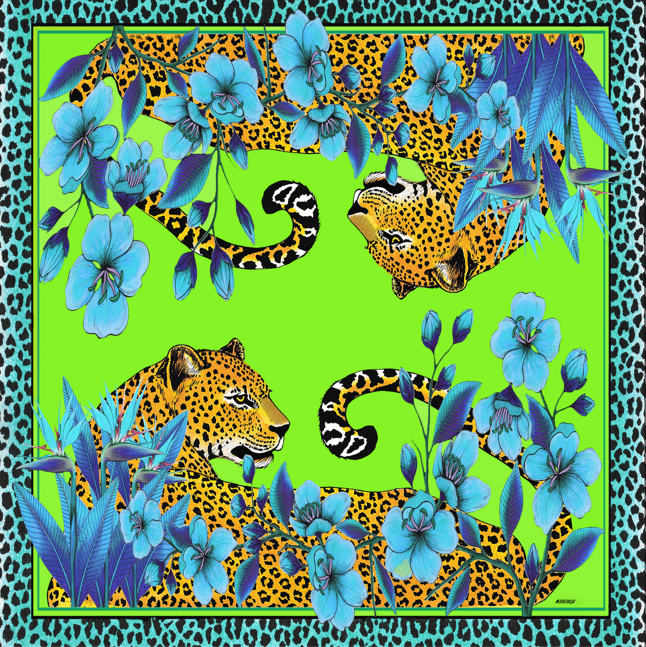 Blue Leopard Bloom Napkins (Set of 2)