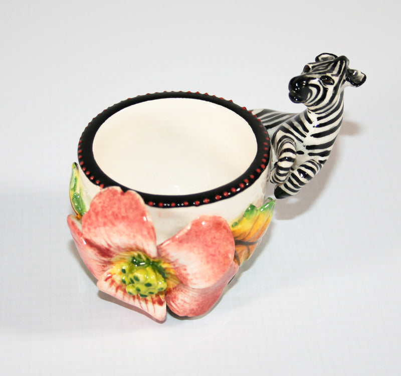Zebra eggcup with pink flower