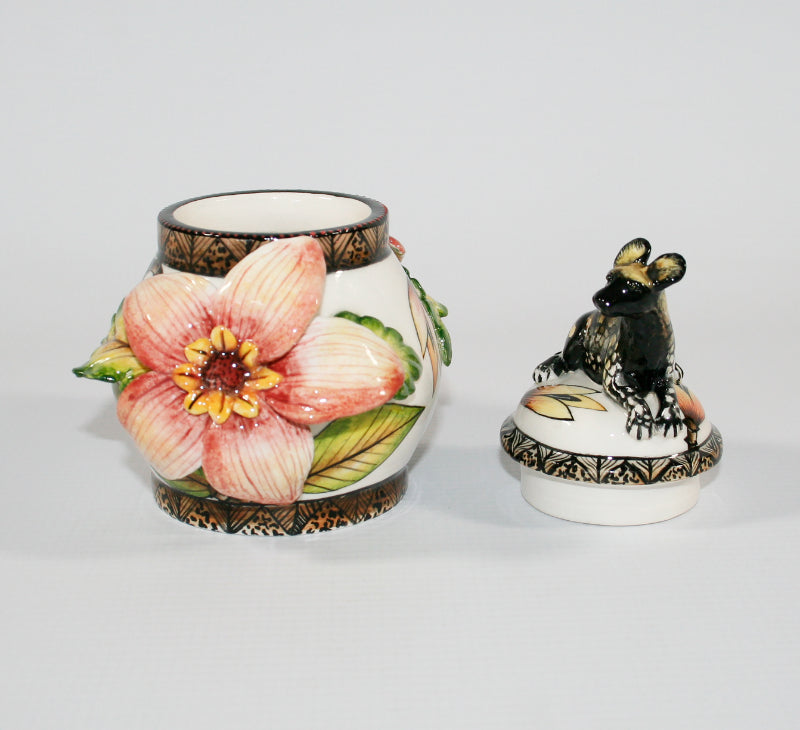 Wild Dog Jewellery Box with Pink Flowers