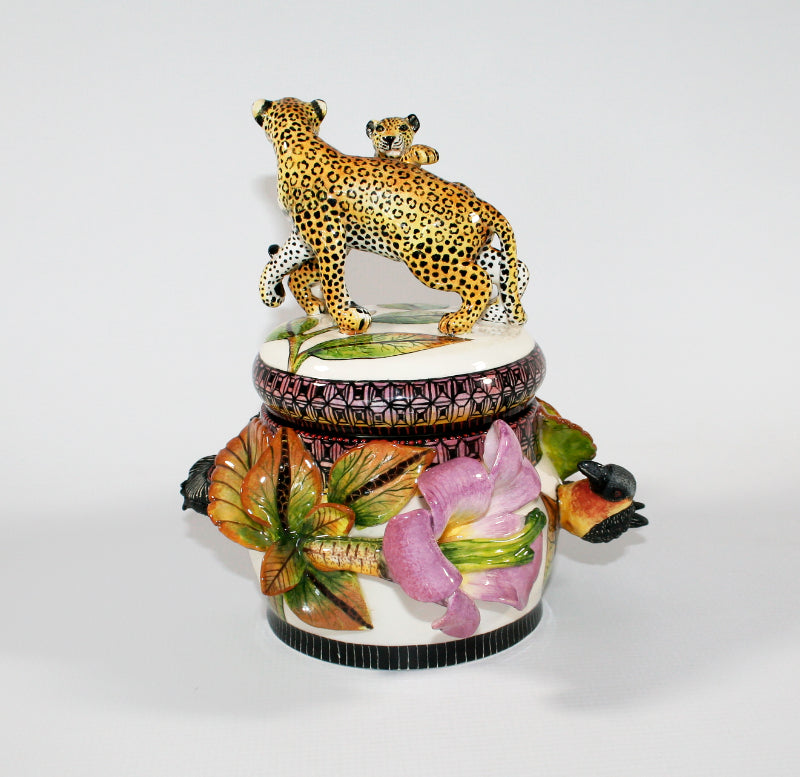 Leopard Mom and Baby Playing Tureen