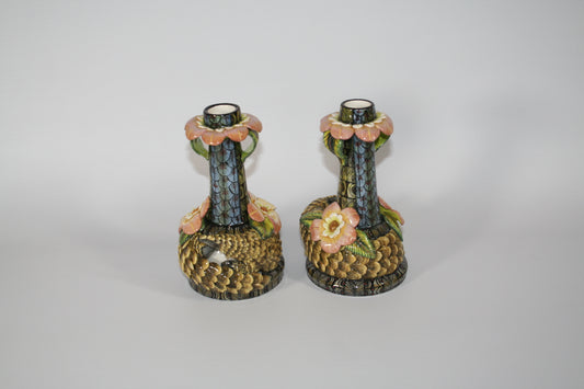 Curled Pangolin & Flower Candlestick Set