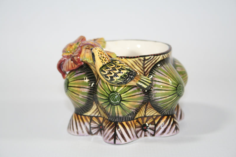 Small Decorative Bowl with Bird & Hill Sides