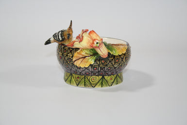 Small Decorative Bowl with Hoopoe & Flower